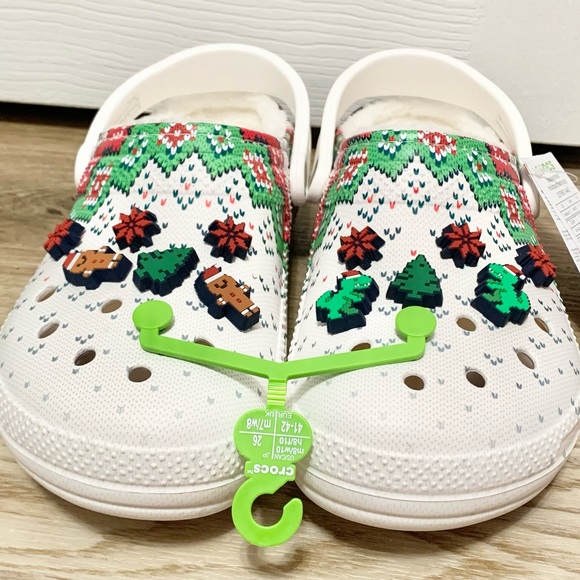 Crocs Classic Lined Holiday Charm Clog - Christmas White - Womens 10 - M8 - NEW - Picture 4 of 9